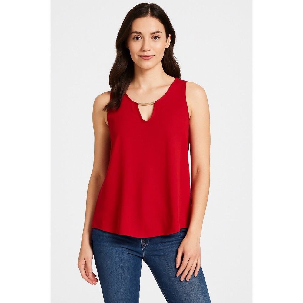 Meraki Sleeveless Red Keyhole Top Lightweight Medium